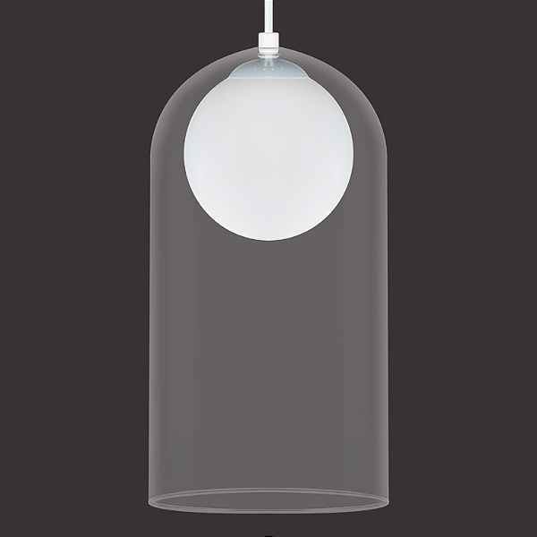 Pendente Dueluci Florença 407-G Alumínio Vidro Cristal Interno Branco Fosco Ø18cm x A37cm Esfera Ø14cm Soquete E27 LED Linha Design Moderno