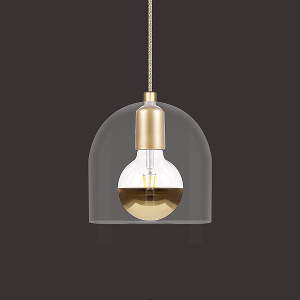 Pendente Dueluci Milão 400-P Alumínio Vidro Cristal Ø18cm x A19cm Soquete E27 Linha Design Moderno