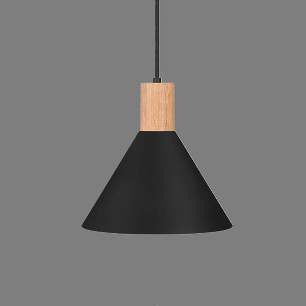 Pendente Dueluci Ovni 741 Alumínio e Madeira Ø23,5cm x A22cm 1x E27 LED Linha Design Escandinavo