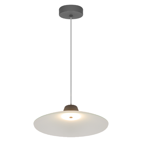 Pendente Dueluci Pescara 488 Alumínio Vidro Fosco Curvado Ø50cm x A14cm LED 15W 2200Lm 3000K Bivolt Linha Design Moderno