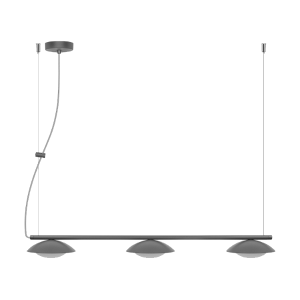 Pendente Dueluci Pose 490/3 Alumínio Vidro Branco Fosco C85cm x P18cm x A8cm LED 3x 5,6W 430Lm 2700K Linha Design Moderno