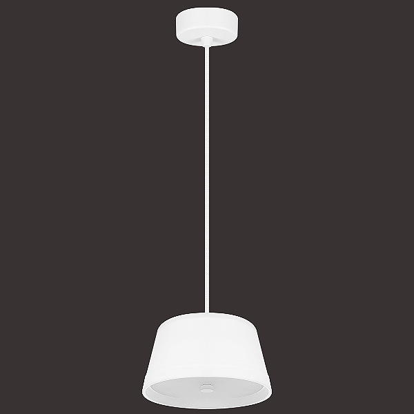 Pendente Dueluci Treviso 420 Vidro Branco Fosco Tampa Jateada Ø12,5cm x A7cm LED 5,6W 430Lm 2700K Bivolt Linha Design Moderno