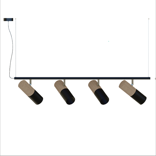 Pendente Dueluci Tub 762-4 Madeira C92cm x P20cm x A20cm 4 Spots Ø6,6cm x A18cm 4x E27 PAR20 LED Linha Design Contemporâneo