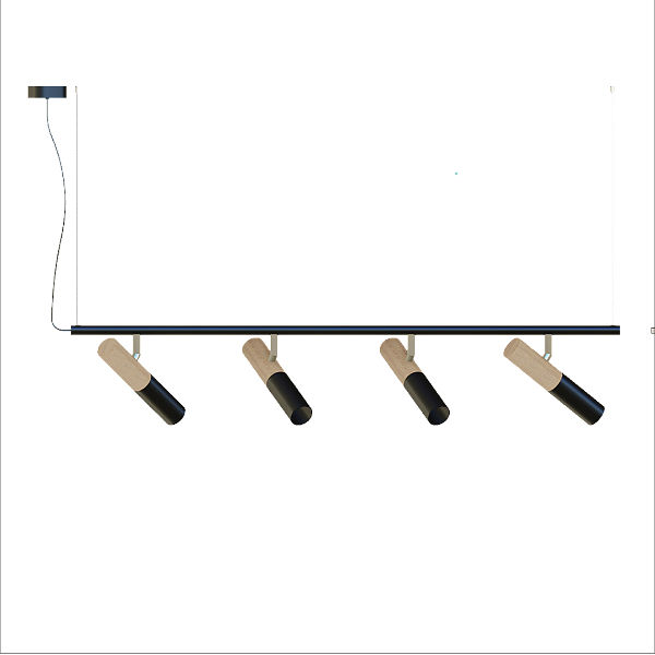 Pendente Dueluci Tub 764-4 Madeira C92cm x P20cm x A20cm 4 Spots Ø3,8cm x A19cm 4x GU10 Mini Dicroica LED Linha Design Contemporâneo