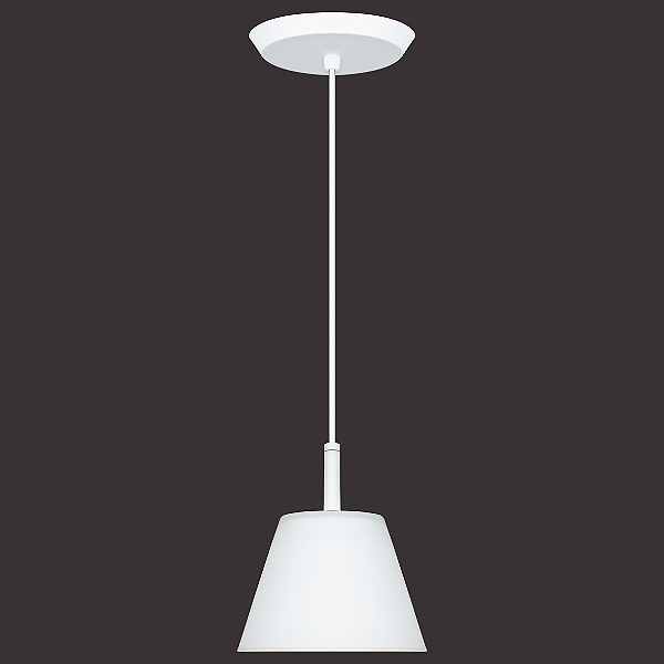 Pendente Dueluci Turim 419B Vidro Branco Fosco Ø7,5cm x Ø13,4cm x A14,5cm Tampa Jateada LED 9W 3000K 600Lm Bivolt Linha Design Moderno