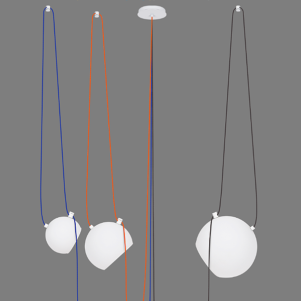 Pendente Dueluci Vetro Mult 414-3 Vidro Branco Fosco Ø15/20/25cm Soquetes E27 LED 4m Cabo PP Linha Design Moderno