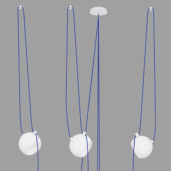 Pendente Dueluci Vetro P 411-3 Vidro Branco Fosco 3 Cúpulas Ø15cm x A11cm Soquetes E27 LED Linha Design Moderno