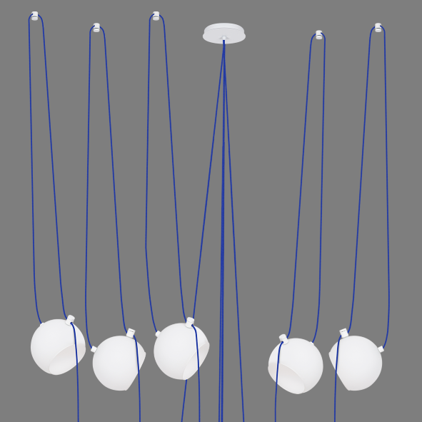 Pendente Dueluci Vetro P 411-5 Vidro Branco Fosco 5 Cúpulas Ø15cm x A11cm Soquetes E27 LED Linha Design Moderno