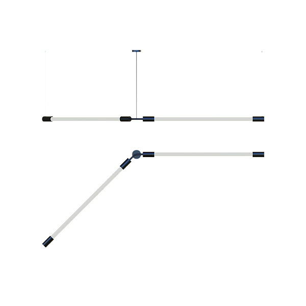 Pendente SLIM 2080R Duplo em Alumínio com Centro 135° e Ponteira Redonda para 2 Tubos LED T8 de 60 cm ou 120 cm – Dueluci Iluminação