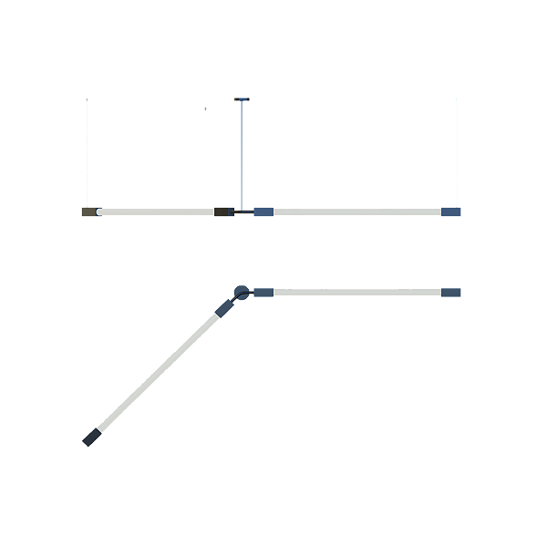 Pendente SLIM 2082Q Duplo em Alumínio com Centro 90° ∟ e Ponteira Quadrada para 2 Tubos LED T8 de 60 cm ou 120 cm – Dueluci Iluminação