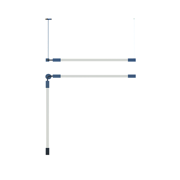 Pendente SLIM 2082Q Duplo em Alumínio com Centro 90° ∟ e Ponteira Quadrada para 2 Tubos LED T8 de 60 cm ou 120 cm – Dueluci Iluminação