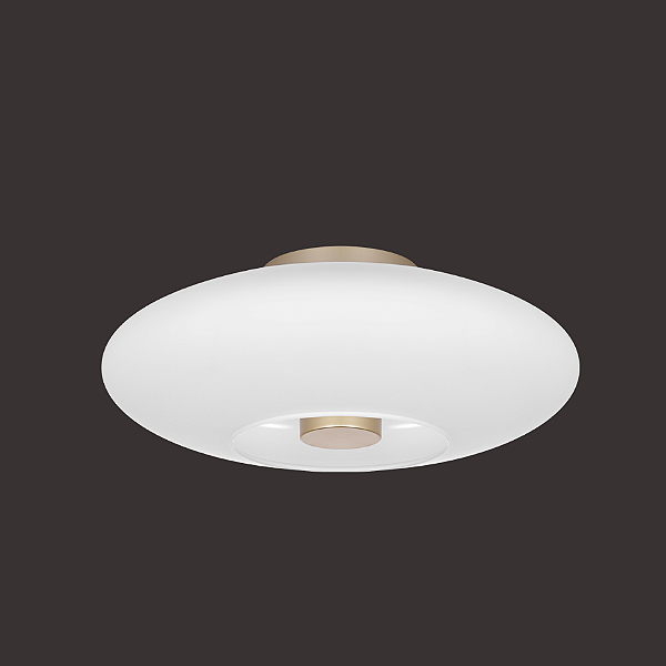 Plafon Dueluci Nave 405-P Alumínio Vidro Branco Fosco Ø40cm x A15cm LED 15W 3000K 2200Lm Bivolt Linha Design Moderno