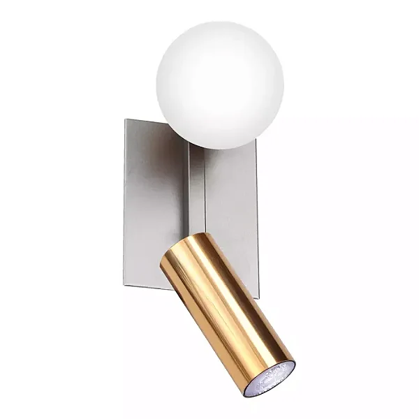 Arandela Old Artisan AR-5569 em Alumínio – 1 G9 / 1 MR11 – Globo Ø80 mm – P130 × L120 × A270 mm – Acabamento