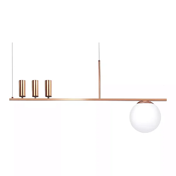 Pendente Old Artisan PD-5488 – 3 MR11 + 1 E27 – Globo Ø250 mm – C1200 × L250 × A580 mm – Acabamento