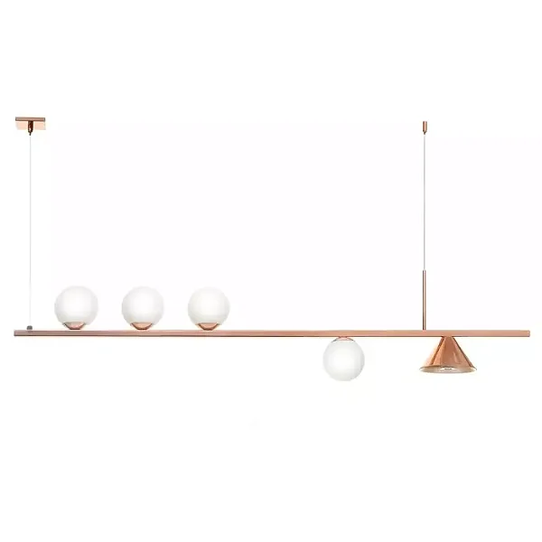 Pendente Old Artisan PD-5636 em Alumínio – 4 G9 / 1 MR11 – Globo Ø10 mm – C1200 × L140 × A240 mm – Acabamento