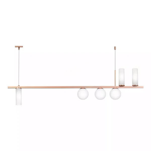 Pendente Old Artisan PD-5637 em Alumínio – 6 G9 – Globo Ø10 mm – C1200 × L100 × A330 mm – Acabamento