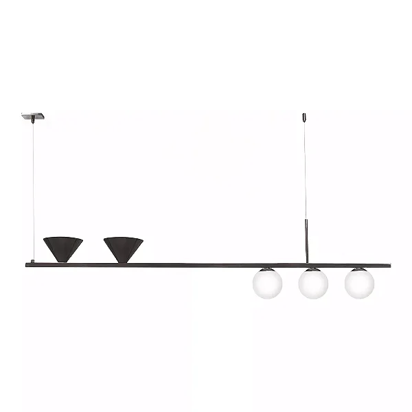 Pendente Old Artisan PD-5638 em Alumínio – 2 MR11 / 3 G9 – Globo Ø10 mm – C1200 × L100 × A330 mm – Acabamento