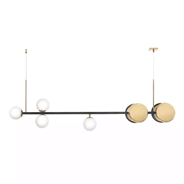 Pendente Old Artisan PD-5670 em Alumínio – 2 LED 5,5W 2700K + 4 G9 – C1200 × L100 × A430 mm – Globo Ø10 mm