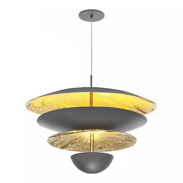 Pendente Interno Old Artisan PD-5732 em Alumínio – 3 × G9 / 4 × MR11 – A500 × Ø600 mm – Acabamento Metal Gold