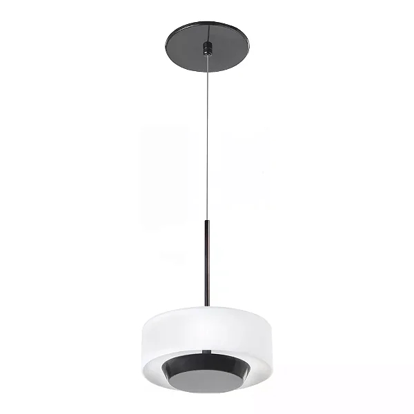 Pendente Interno Old Artisan PD-5797 em Alumínio – LED Integrado 9 W – Ø180 × A220 mm – Acabamento Polido com Vidro Branco