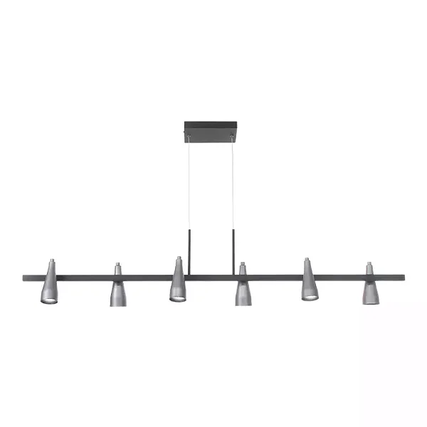 Pendente Interno Old Artisan PD-5848 em Alumínio – 6 Lâmpadas MR11 – A250 × L125 × C1200 mm – Acabamentos Polido / Escovado