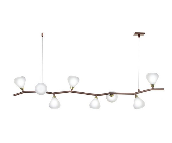 Pendente Interno Old Artisan PD-5884/6 em Alumínio – 6 Lâmpadas G9 – C1000 × L200 × A180 mm – Acabamento Pintado / Escovado – Globo Branco ou Pera