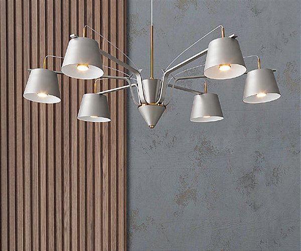 Pendente Interno Old Artisan PD-5918 em Alumínio – 6 Lâmpadas MR11 5 W – Ø900 × A350 mm – Acabamentos Pintado ou Polido