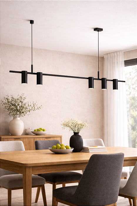 Pendente Interno Old Artisan PD-5960 em Alumínio – 5 Lâmpadas MR11 5W – 1000 x 40 x 400 mm – Acabamentos Pintado, Escovado ou Polido – Versão Sem Acrílico