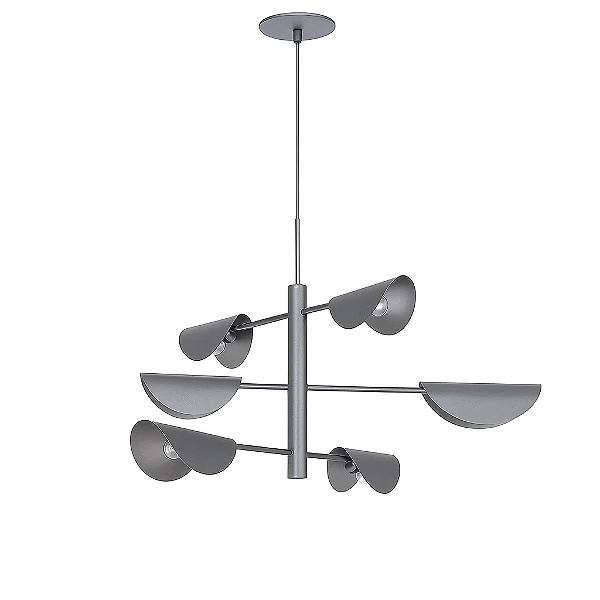 Pendente 6 Braços Cupula Moderna Old Artisan PD-5970 em Alumínio Pintado/Escovado – 6 Lâmpadas E27 – Ø700 x A680 mm