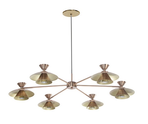 Pendente Interno Old Artisan PD-5979 em Alumínio Pintado/Escovado – 6 Lâmpadas MR11 5W – Ø920 x A170 mm