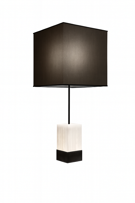 Abajur DNA Iluminação Contemp AB0510 – Selenita 10 × 75 cm – LED 6W + Soquete E14 – Cúpula Preta