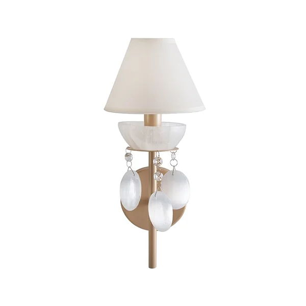 Arandela DNA Iluminação A0702 Nouveau – Cúpula em Selenita e Cristal – Para 1 Lâmpada E14
