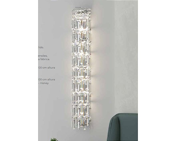 Arandela DNA Iluminação Ártemis 4 ARA-024-H – 20 × 100 cm – 8× G9 – Placas Honey