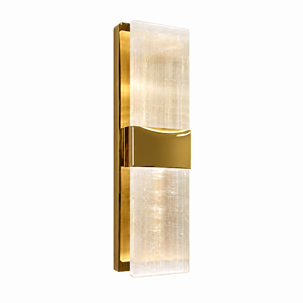 Arandela DNA Iluminação Felsen Dupla ROCHA-ARA-PL-2 – 10 × 40 cm – Placa de Rocha – LED 4W – Pintura / Inox