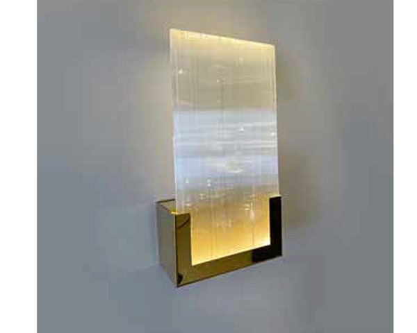 Arandela DNA Iluminação Felsen ROCHA-ARA-PL-RET – 10 × 20 cm – Placa de Rocha – LED 2W – Pintura / Inox