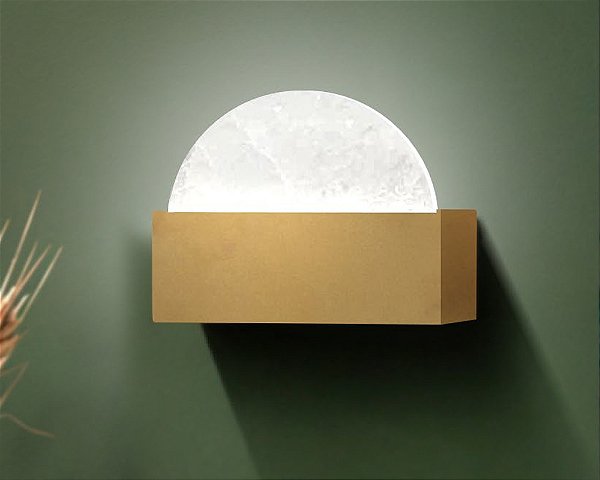 Arandela DNA Iluminação Sun Rocha Selenita ROCHA-ARA-SUN – LED 2W – Pintura ou Chapa Inox