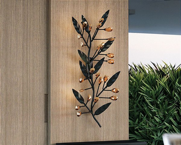 Arandela DNA Iluminação Valenssa VALENSSA-ARA-AC – 40 × 90 cm – Ágata Cristal – 6 Lâmpadas G9 – Pintura