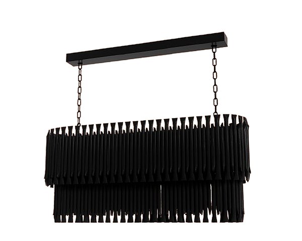 Lustre DNA Iluminação Arcana Oval – Eisen-150X50-2 – 150 × 50 × 50 cm – 2 Camadas em Tubo de Alumínio – LED COB 140W 3000K – Dourado Fosco – Pendente 1 m