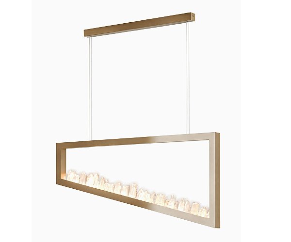Lustre DNA Iluminação Arch Uno ROCHA-ANG-1 – LED 24W – 1 Barra Inclinada – Rocha Selenita – Pintura