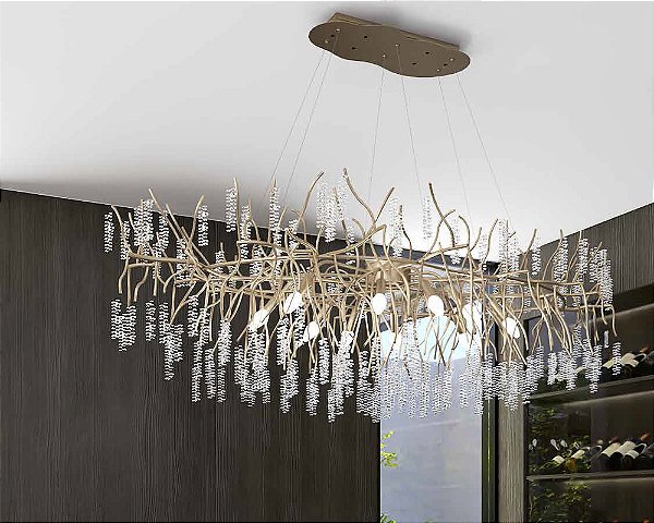 Lustre DNA Iluminação Branch Lavanda 100cm BRANCH-100-LAV – 10 Lâmpadas E14 – Castanhas – Pendente Tipo Galho