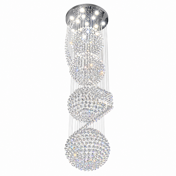 Lustre DNA Iluminação Cosmo COS-80-5ESF – Ø80 cm – 14× GU10 – 5 Esferas + Esp. Pirulito – 3,5 m Altura