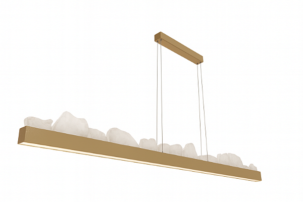 Lustre DNA Iluminação Essenza L0902 – Linear 200 cm – Rocha Orgânica – Luz Direta e Indireta – LED 3000K 120W – Pendente 2 m
