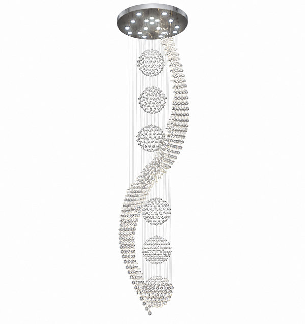 Lustre DNA Iluminação Halley CSC-3000-10ESF – Ø80 cm – 18× GU10 – Cascata 4,0 m com 10 Esferas