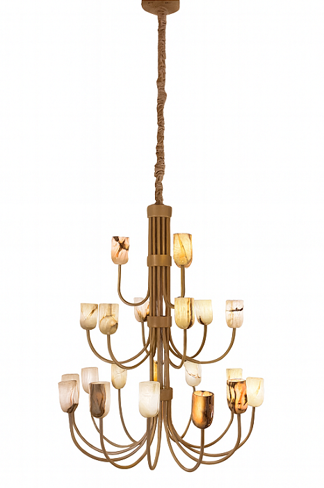 Lustre DNA Iluminação L0601 Xino – Ø80 × 100 cm – 21 Cúpulas Ônix – Para 21 Lâmpadas G9 – Corrente 2 m