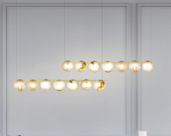 Lustre DNA Iluminação Linear Eclipse Ágata 100cm AC-DISCO-100CM – 7 Lâmpadas G9 – Ágata Cristal – Pintura