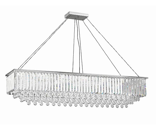 Lustre DNA Iluminação Monarca RTPA-110X30-35CM – 110 × 30 cm – 12× G9 – Placas e Amêndoas – 35 cm Altura – Plafon/Pendente