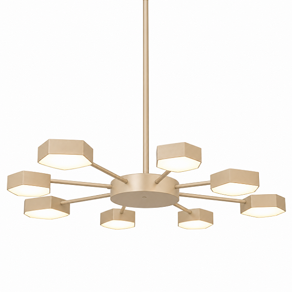 Lustre DNA Iluminação Rocha Star 80cm 8 Hastes com Rocha 5 Lados e Fita LED 30W 3000K