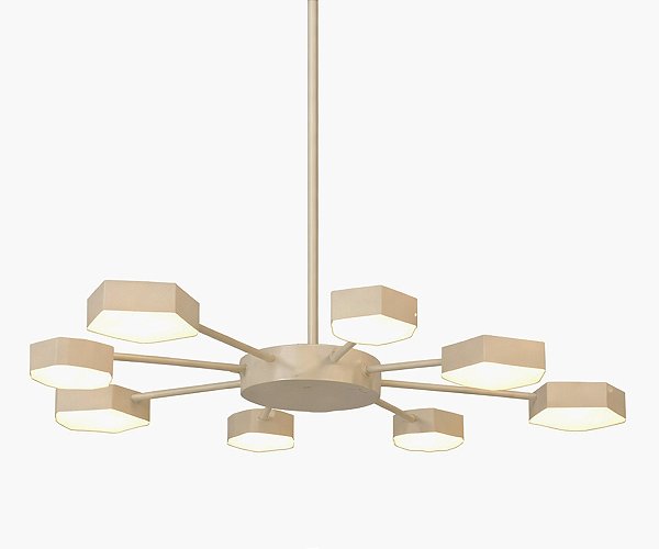 Lustre DNA Iluminação Rocha Star 80cm 8 Hastes com Rocha 5 Lados e Fita LED 30W 3000K