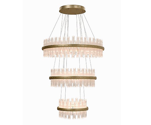 Lustre DNA Iluminação Siena Lux SIENA-I-80-3 – 3 Aros (Ø80 / 60 / 40 cm) – LED 3000K 172W – Placas Intercaladas