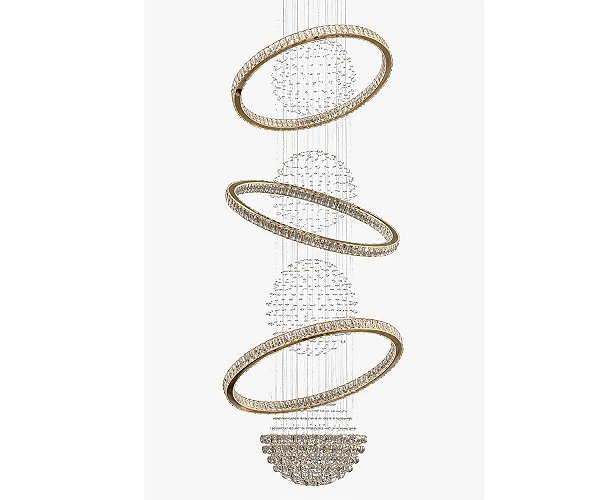 Lustre DNA Iluminação Space SPACE90-3ESF – Ø90 cm – 6× GU10 – 3 Alianças LED – 3 Esferas – 2,0 m Altura